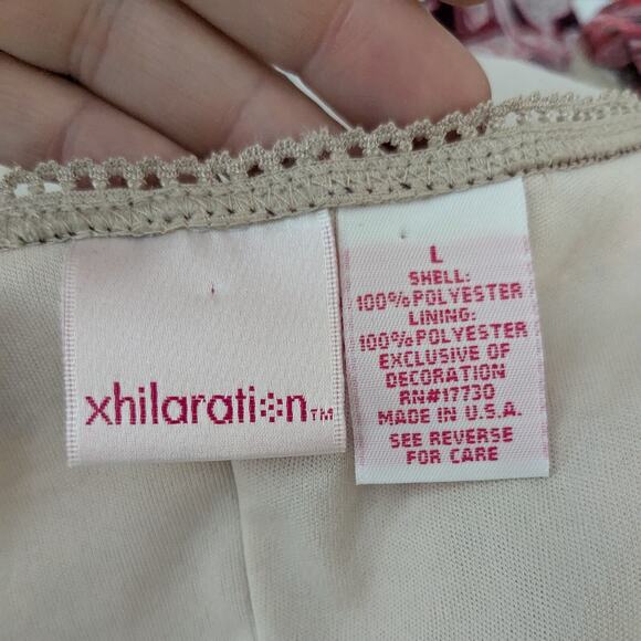 Y2K Babydoll Dress L Red Vintage Floral Paisley Beige Ribbon Feminine Dainty - Picture 10 of 11